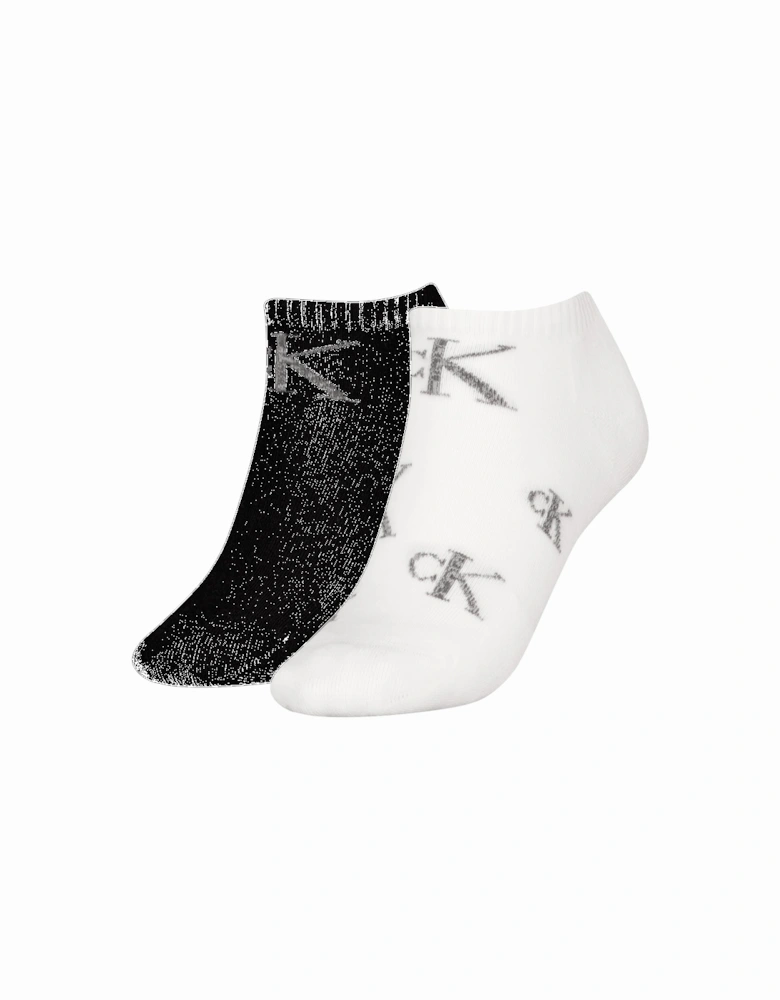 2 Pack Trainer Womens Ankle Socks White/Black