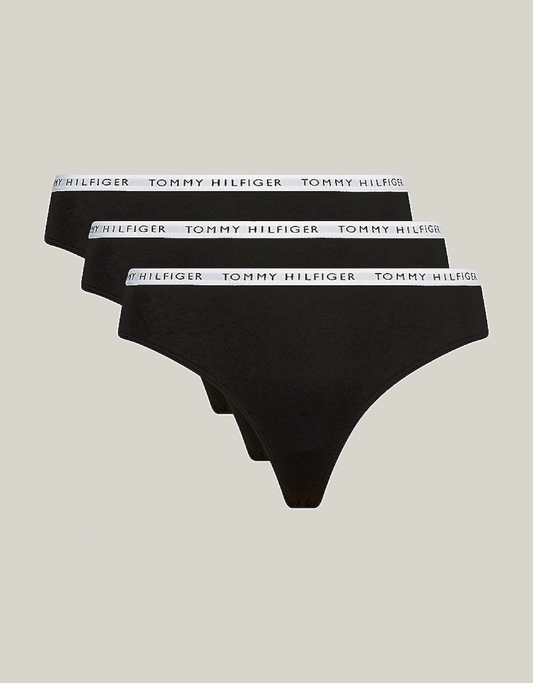 Women's Tommy Hilfiger THONG 3 Pack Womens Black - Size: 14