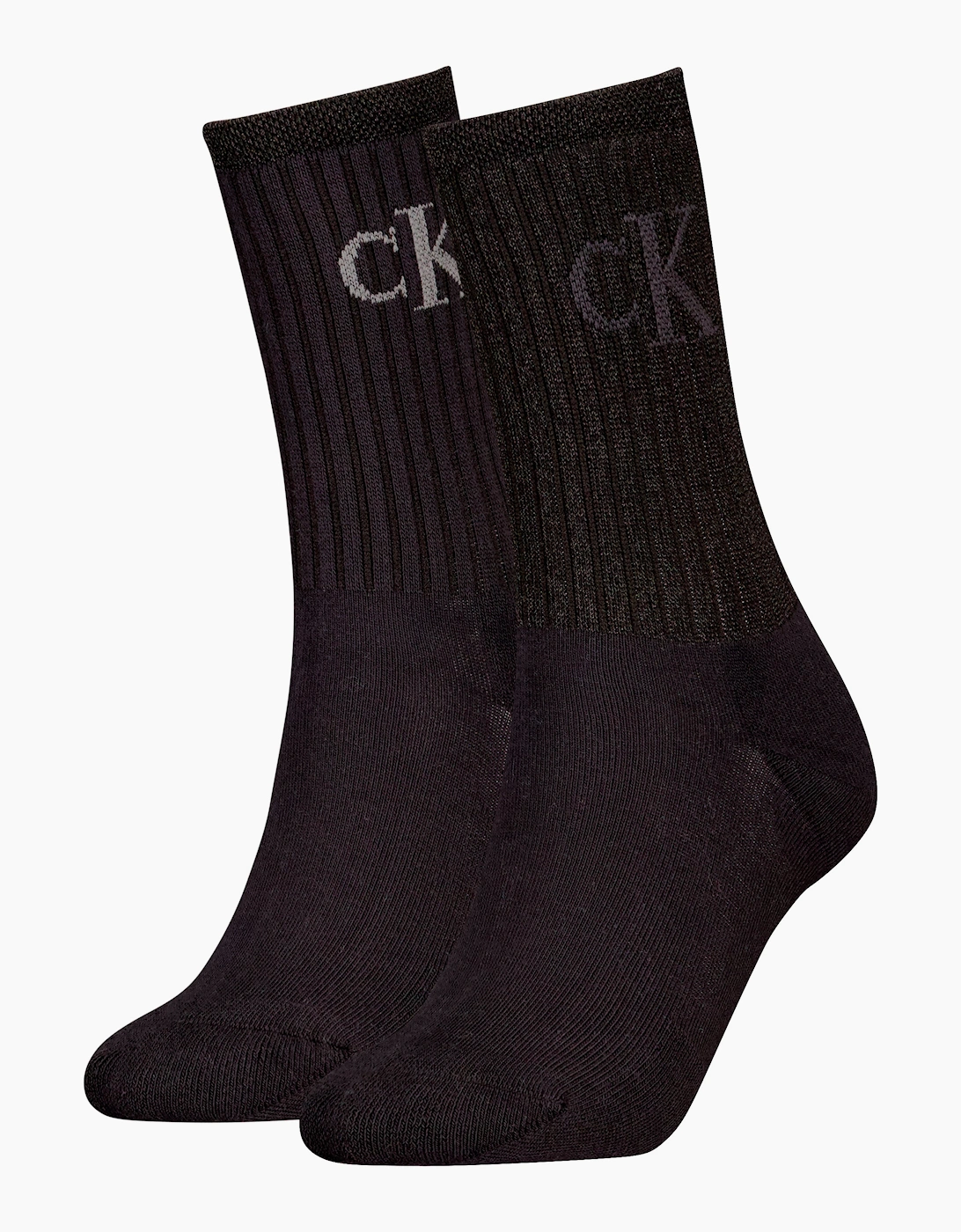 Women's Calvin Klein 2 Pack Trainer Womens Crew Socks Black - Size: 6.5/7/7.5/8/8.5/9/6