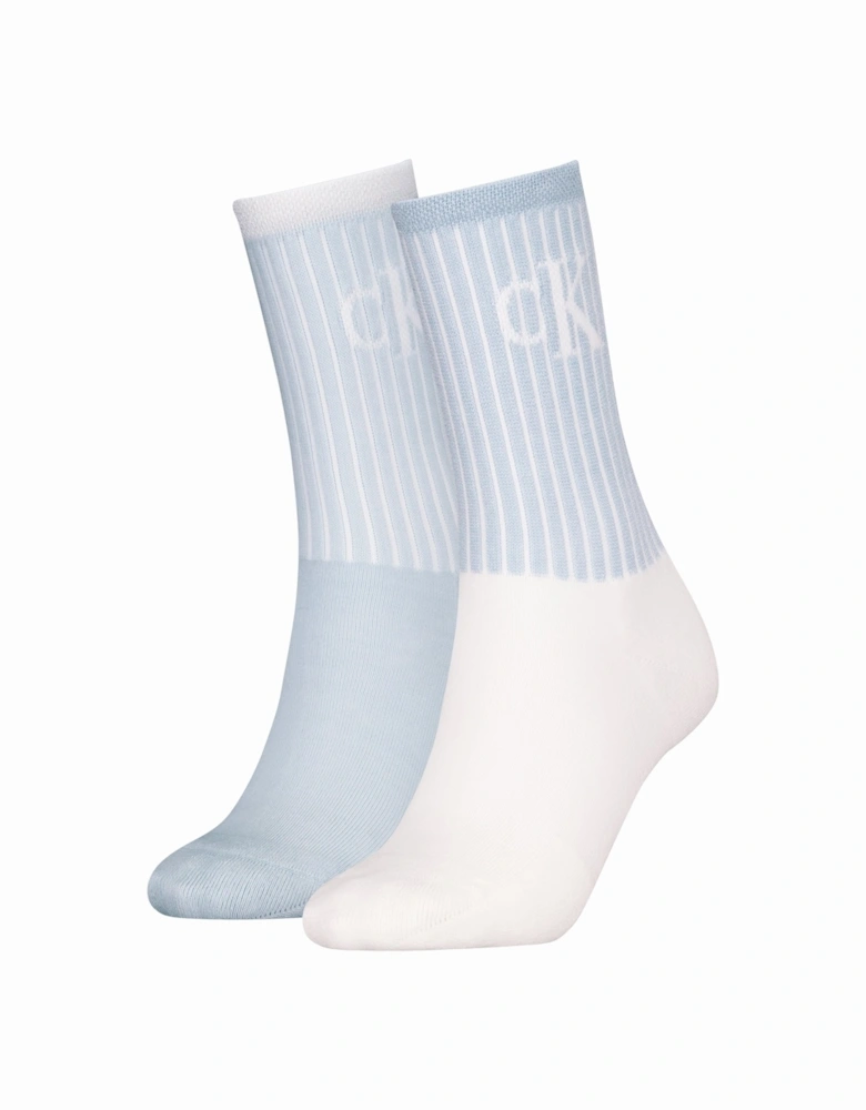 2 Pack Trainer Womens Crew Socks Blue