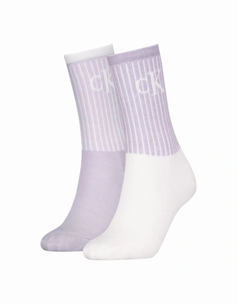 2 Pack Trainer Womens Crew Socks Lilac