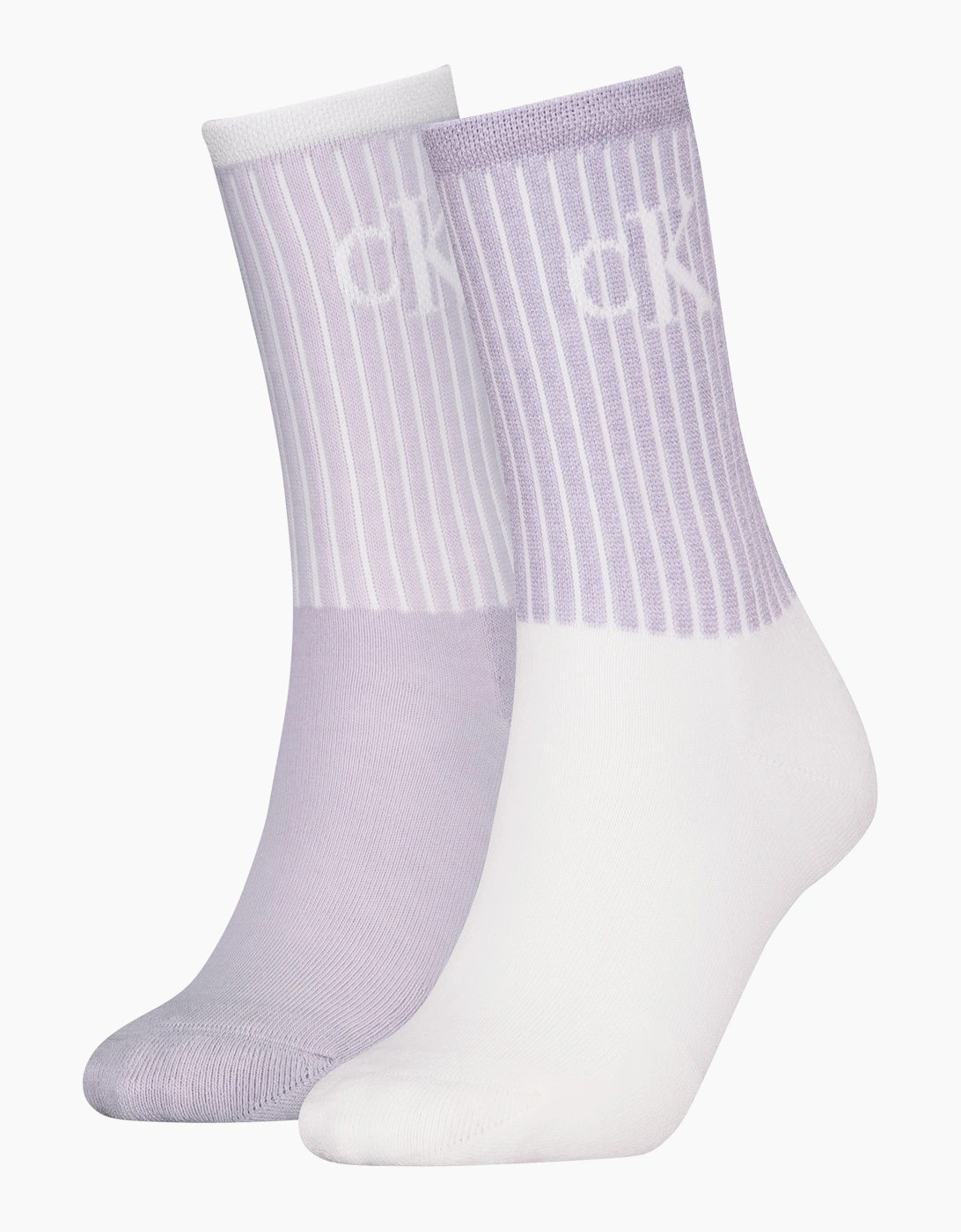 Women's Calvin Klein 2 Pack Trainer Womens Crew Socks Lilac - Multi - Size: 2.5/3/3.5/4/4.5/5