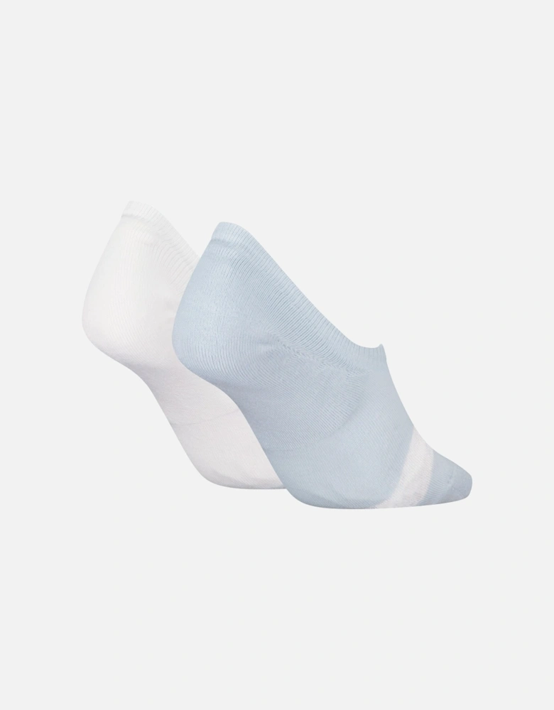 2 Pack Womens Invisible Socks Blue/White