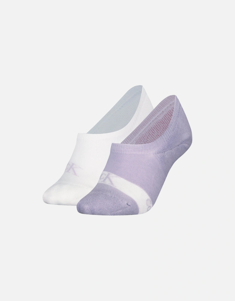 2 Pack Womens Invisible Socks Lilac/White