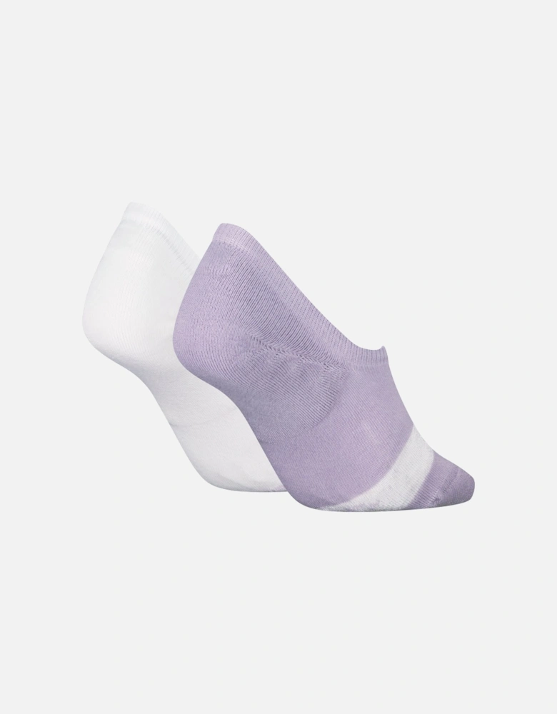 2 Pack Womens Invisible Socks Lilac/White