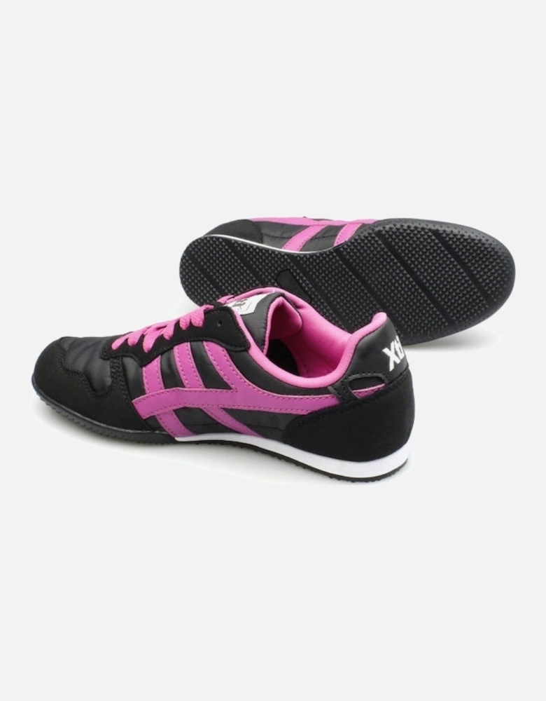 CASEY Womens Nylon/Faux Suede Running Trainers Black/Fuchsia