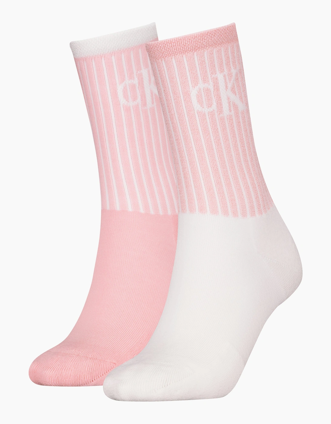 Women's Calvin Klein 2 Pack Trainer Womens Crew Socks Pink - Size: 6.5/7/7.5/8/8.5/9/6