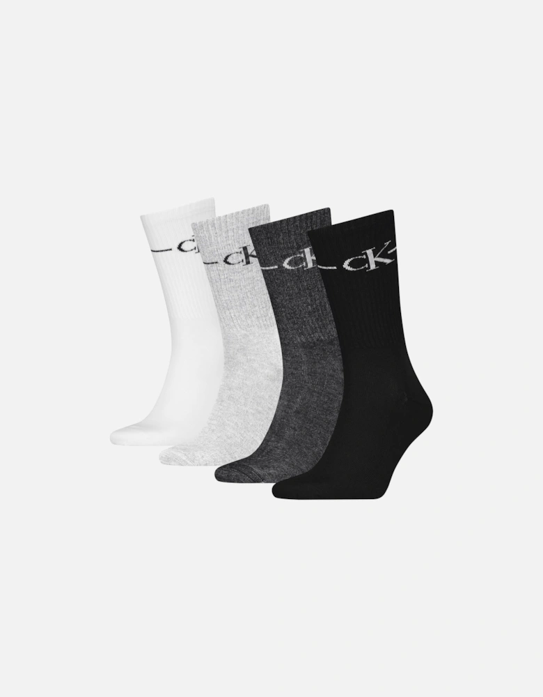 4 Pack Giftboxed Trainer Mens Crew Socks Black/White