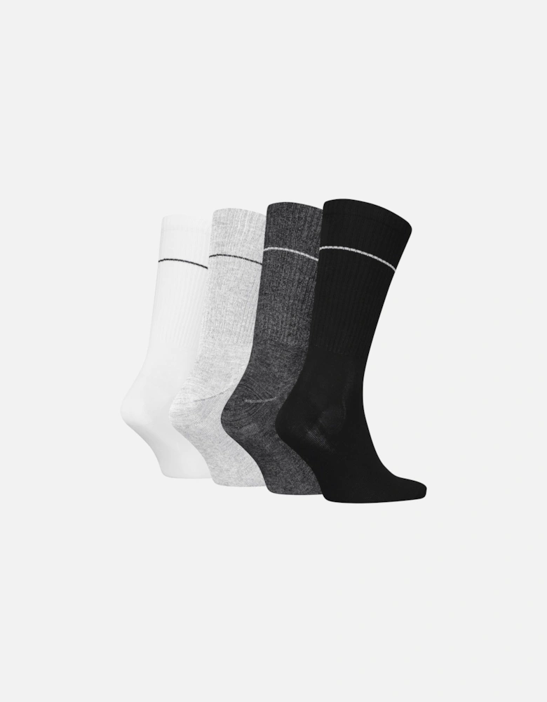 4 Pack Giftboxed Trainer Mens Crew Socks Black/White