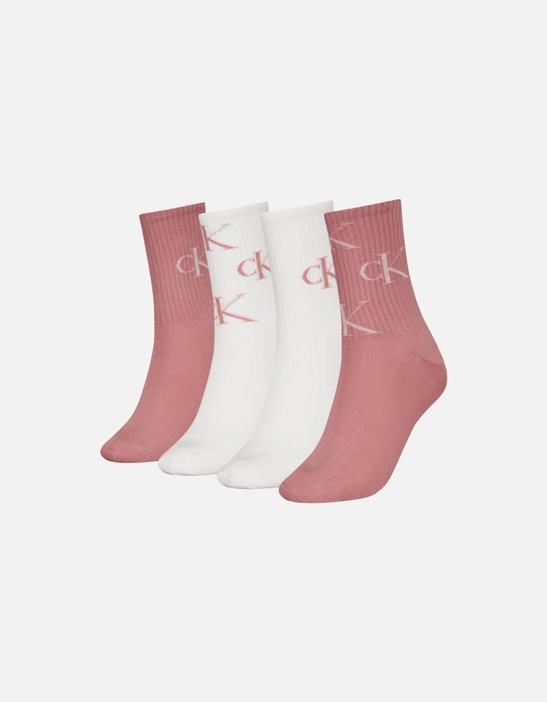 4 Pack Giftboxed Trainer Womens Crew Socks Pink Combo