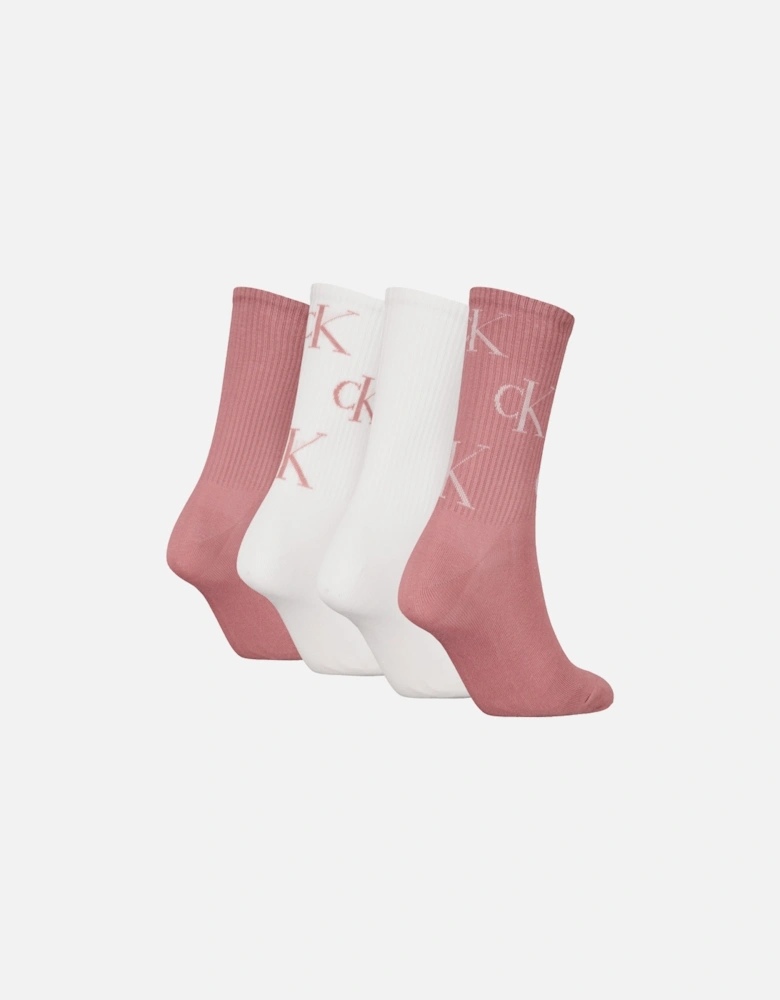 4 Pack Giftboxed Trainer Womens Crew Socks Pink Combo