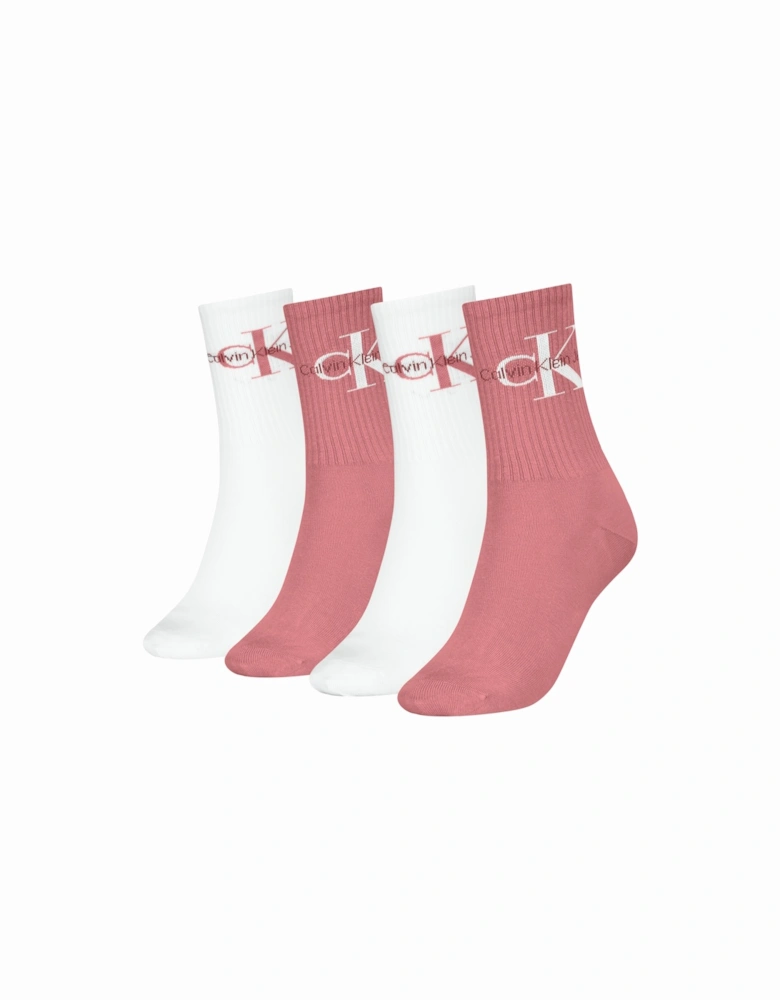 4 Pack Giftboxed Trainer Womens Crew Socks Pink Combo