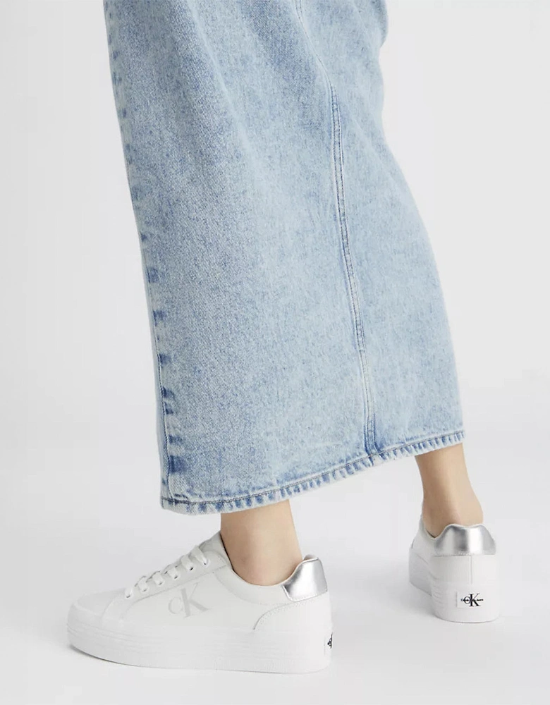 Jeans BOLD VULCANISED FLATFORM Womens Trainers Bright White/Silver