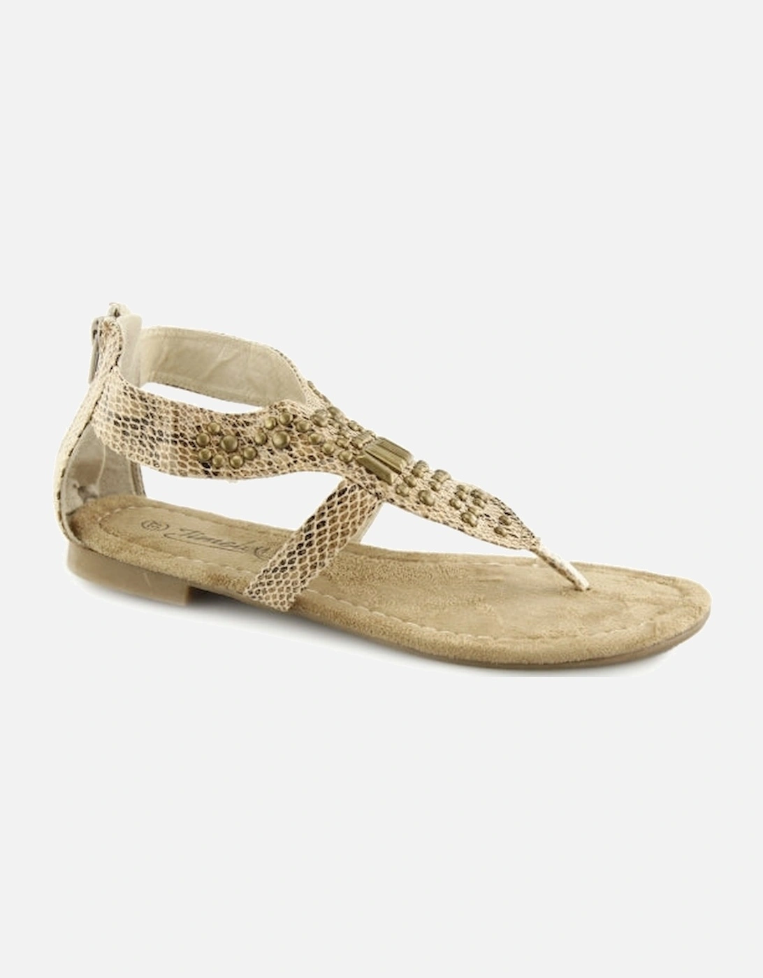 2.762105 Womens Toe Post Jem Sandals Beige Python, 2 of 1