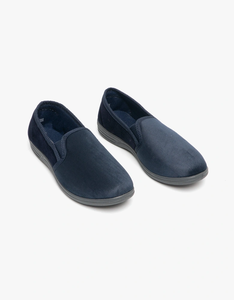 LEWIS Mens Full Slippers Navy/Grey