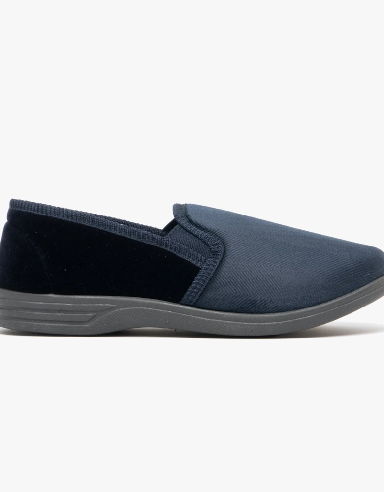 LEWIS Mens Full Slippers Navy/Grey