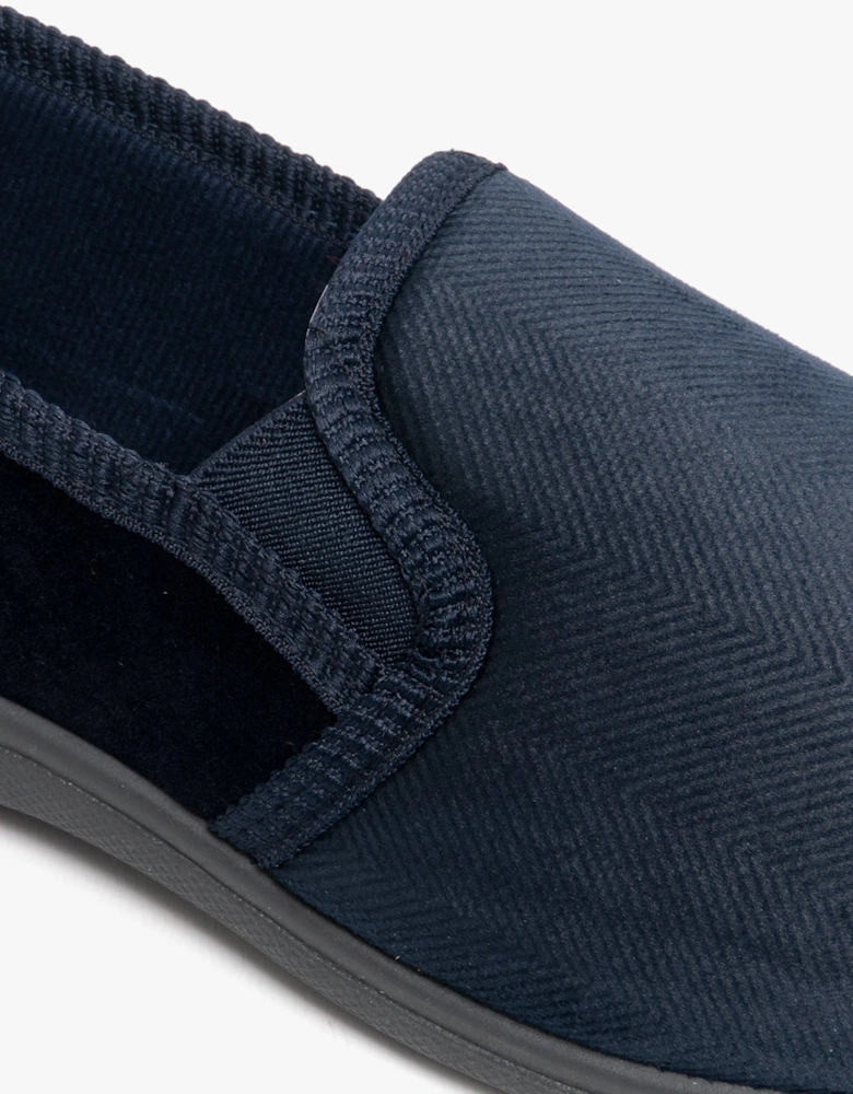 LEWIS Mens Full Slippers Navy/Grey