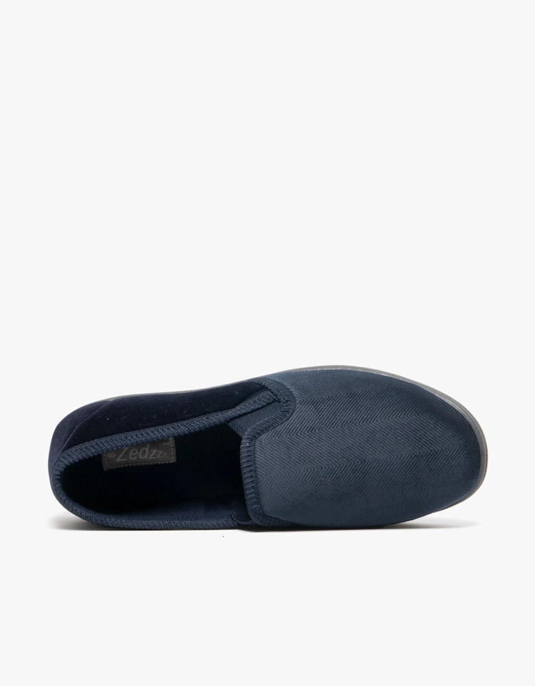 LEWIS Mens Full Slippers Navy/Grey