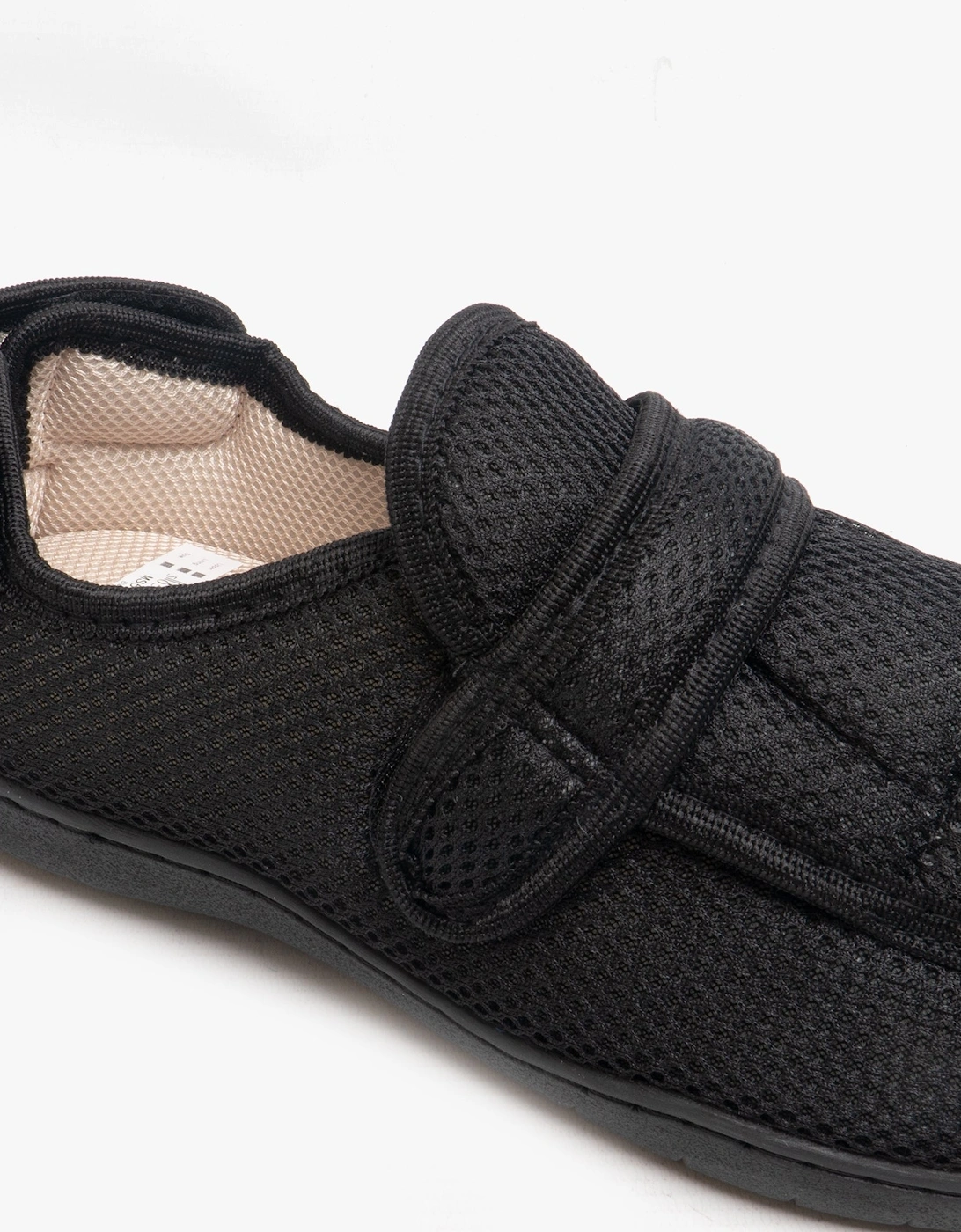 JOSH Mens Super Wide Touch Fasten Slippers Black