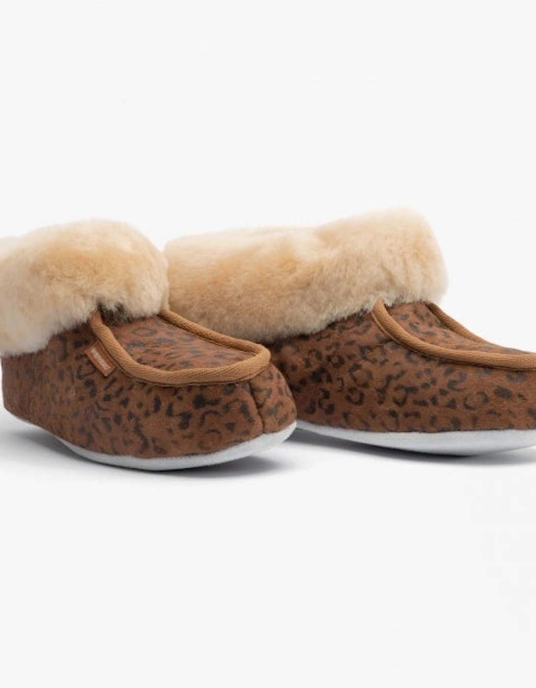 MOA Womens Sheepskin Slipper Boots Chestnut/Leopard