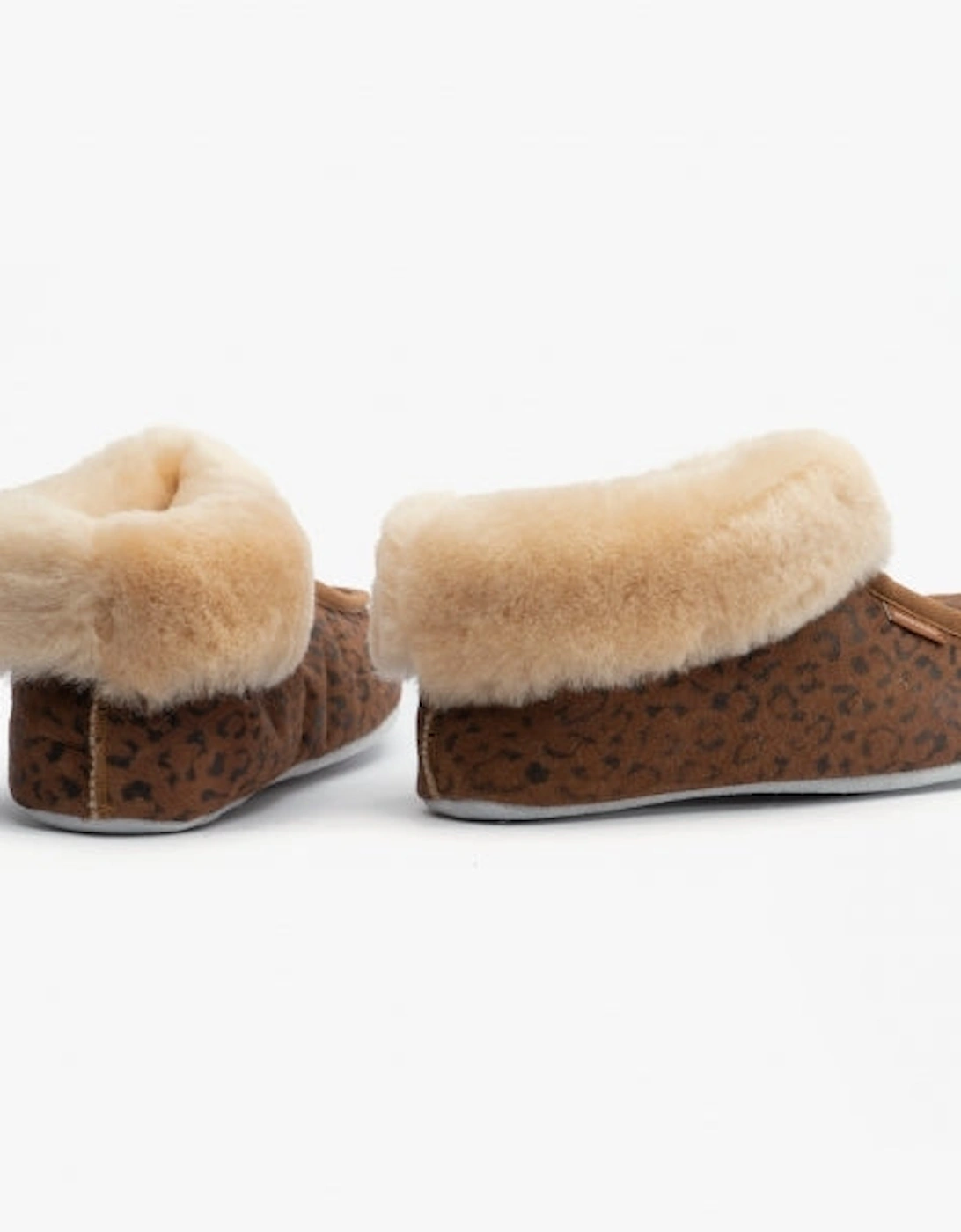 MOA Womens Sheepskin Slipper Boots Chestnut/Leopard