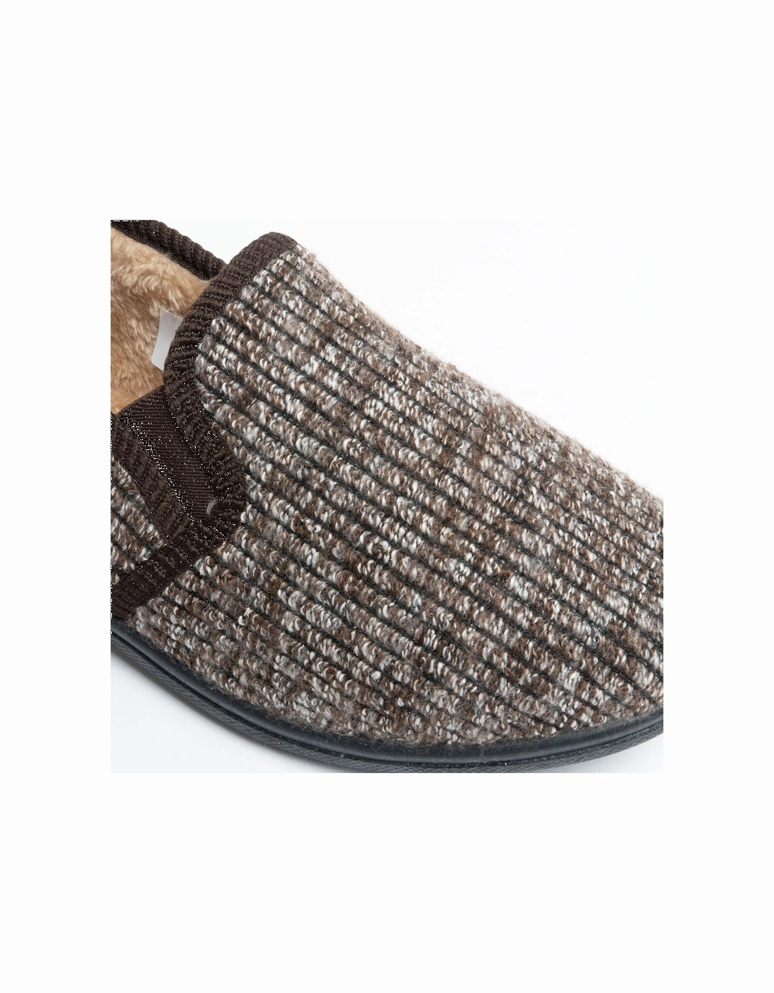 KEITH Mens Textured Knit Full Slippers Brown