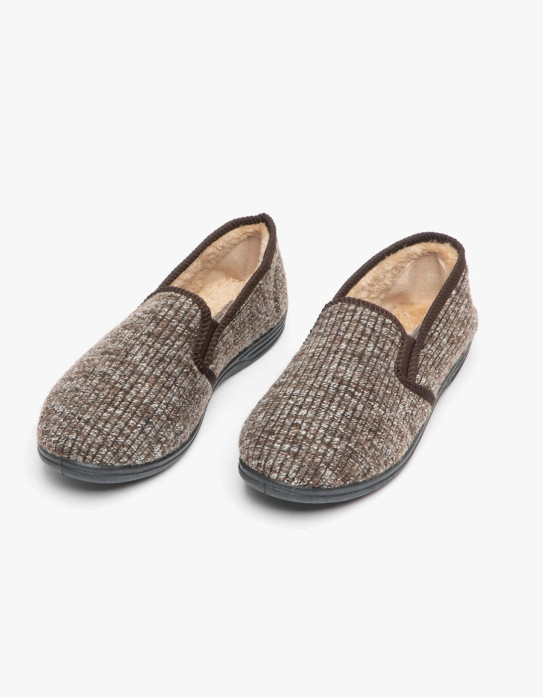 KEITH Mens Textured Knit Full Slippers Brown