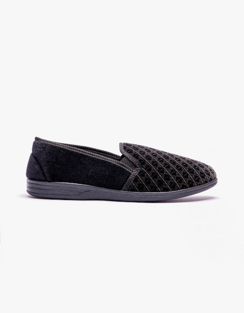 KEVIN Mens Full Slippers Black