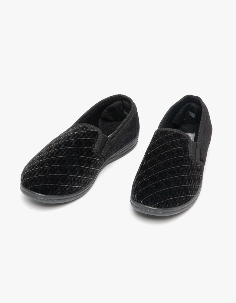 KEVIN Mens Full Slippers Black