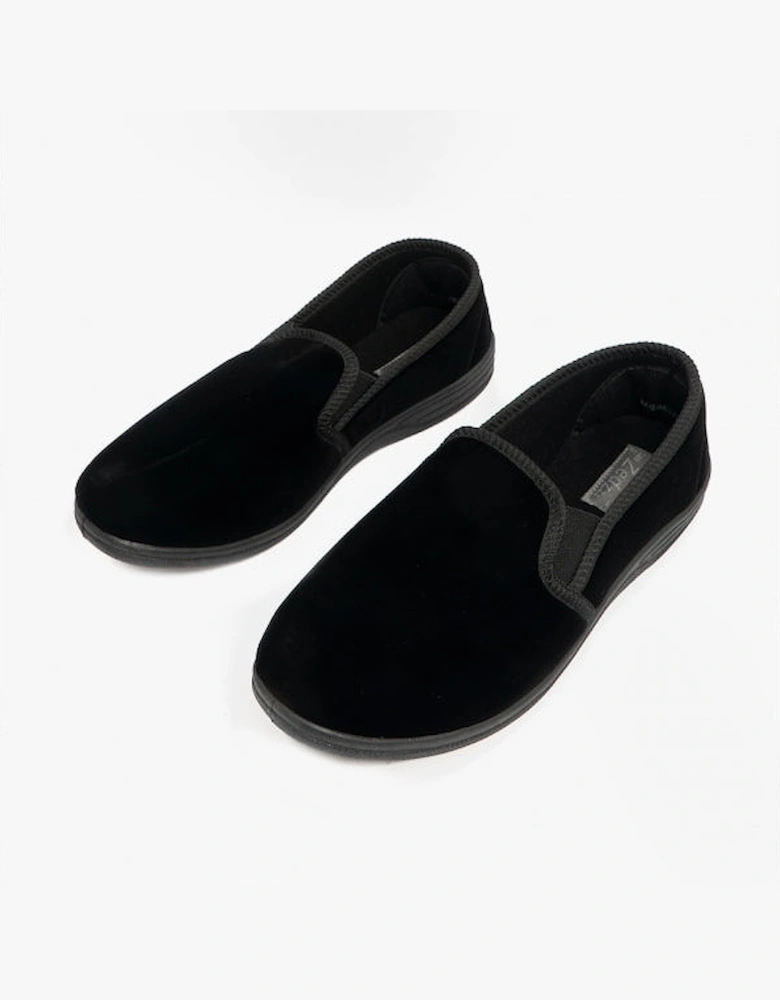 ROSS Mens Full Slippers Black