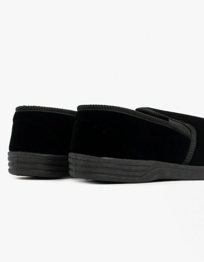 ROSS Mens Full Slippers Black