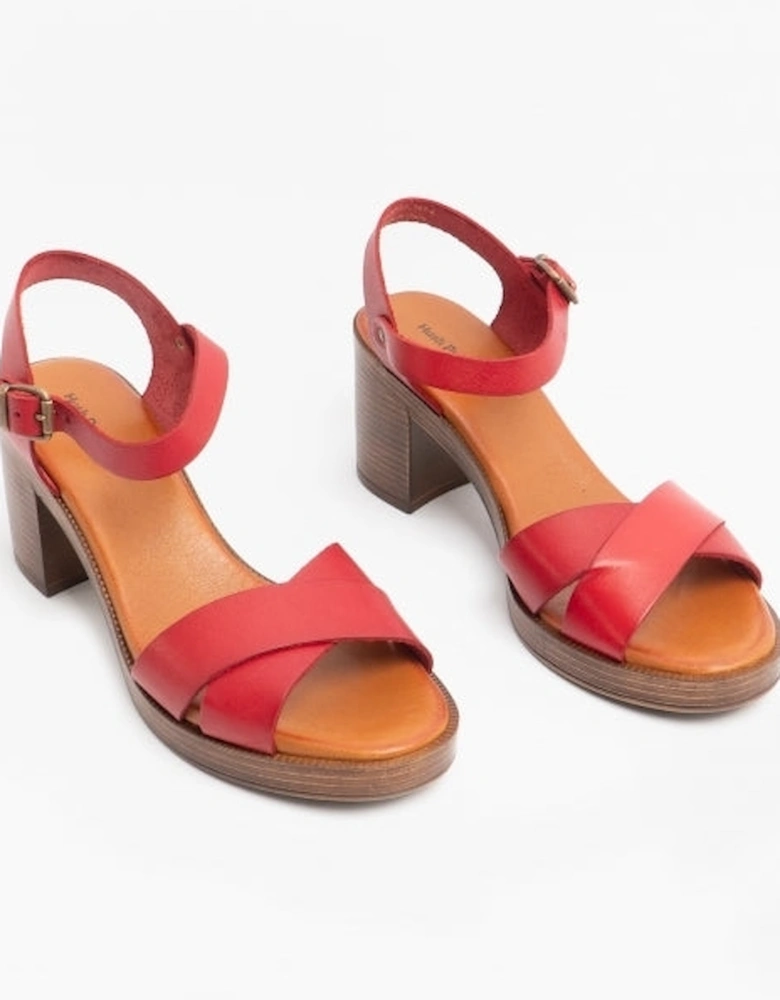 GEORGIA Womens Leather Sandals Red