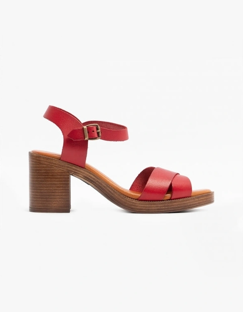 GEORGIA Womens Leather Sandals Red