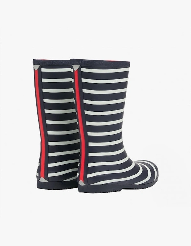 ROLL UP WELLY Boys Rubber Wellies Navy Stripe