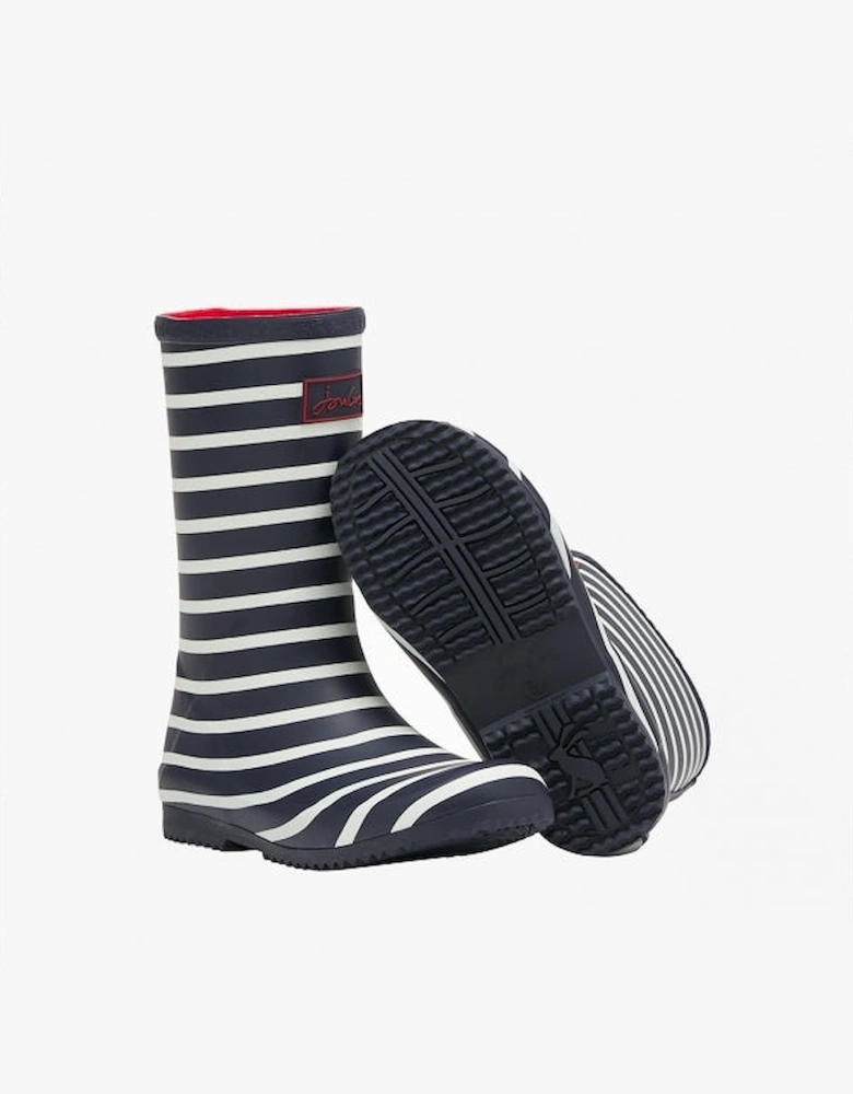 ROLL UP WELLY Boys Rubber Wellies Navy Stripe