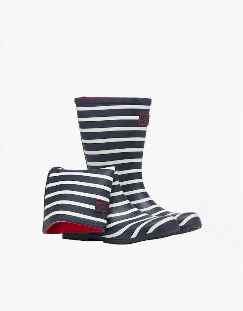 ROLL UP WELLY Boys Rubber Wellies Navy Stripe