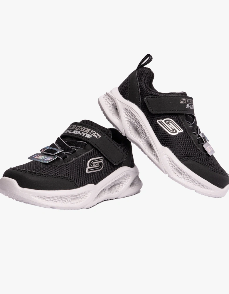 401675N/BKGY METEOR-LIGHTS Boys Trainers Black/Gray