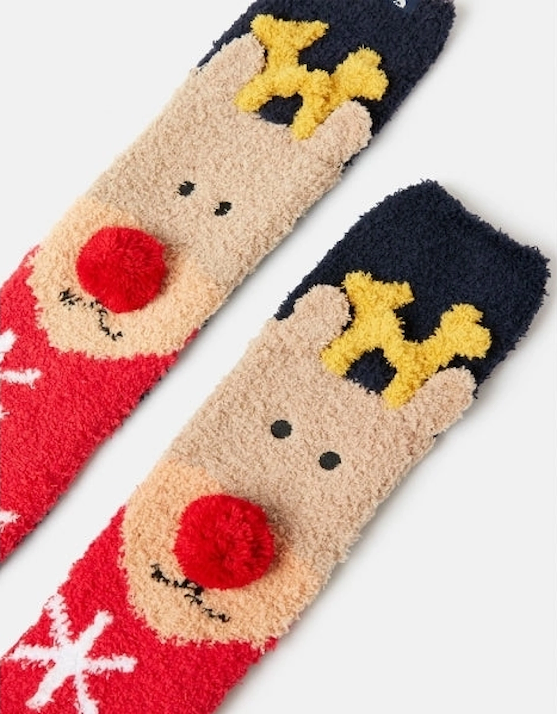 FESTIVE FLUFFY Womens Polyester Socks Navy Reindeer: UK 4-8