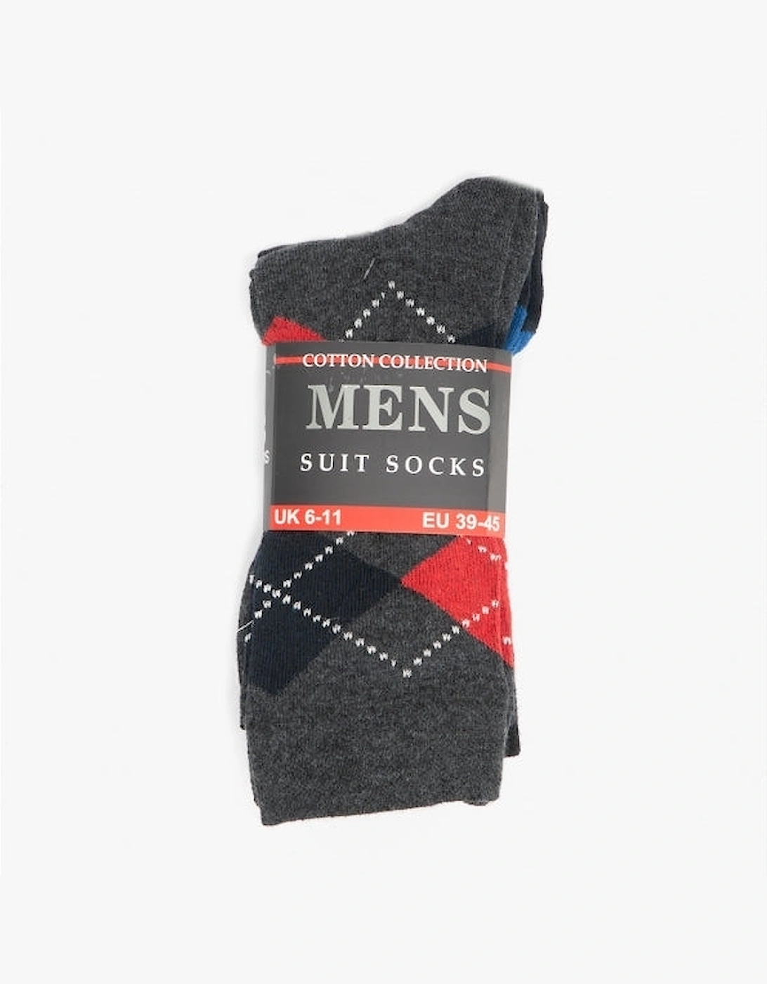 Mens 3 Pack Of Argyle Socks Black/Multicolour: One Size