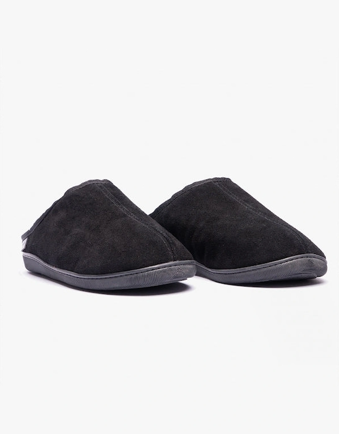 ASHTON Mens Leather Mule Slippers Black