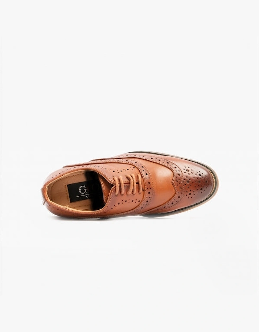 TRAVIS JNR Boys Wingtip Brushed Brogues Dark Tan