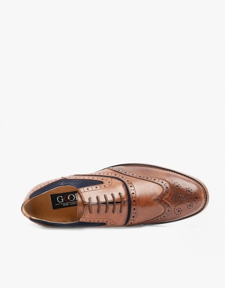 GRANT Mens Two Tone Brogues Dark Tan/Navy