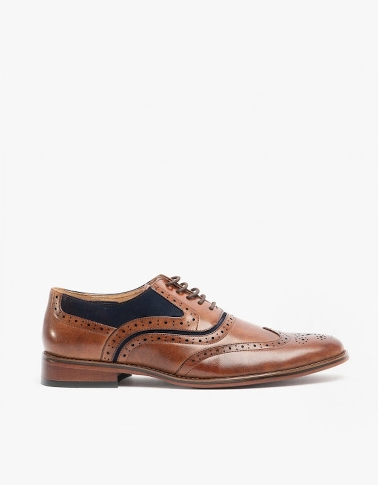 GRANT Mens Two Tone Brogues Dark Tan/Navy