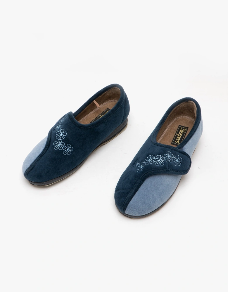 GEMMA Womens Full Slippers Navy/Blue