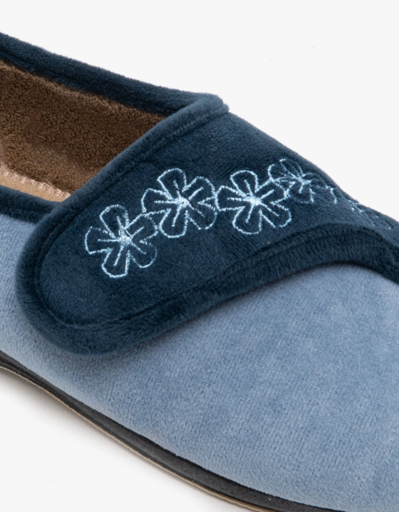 GEMMA Womens Full Slippers Navy/Blue