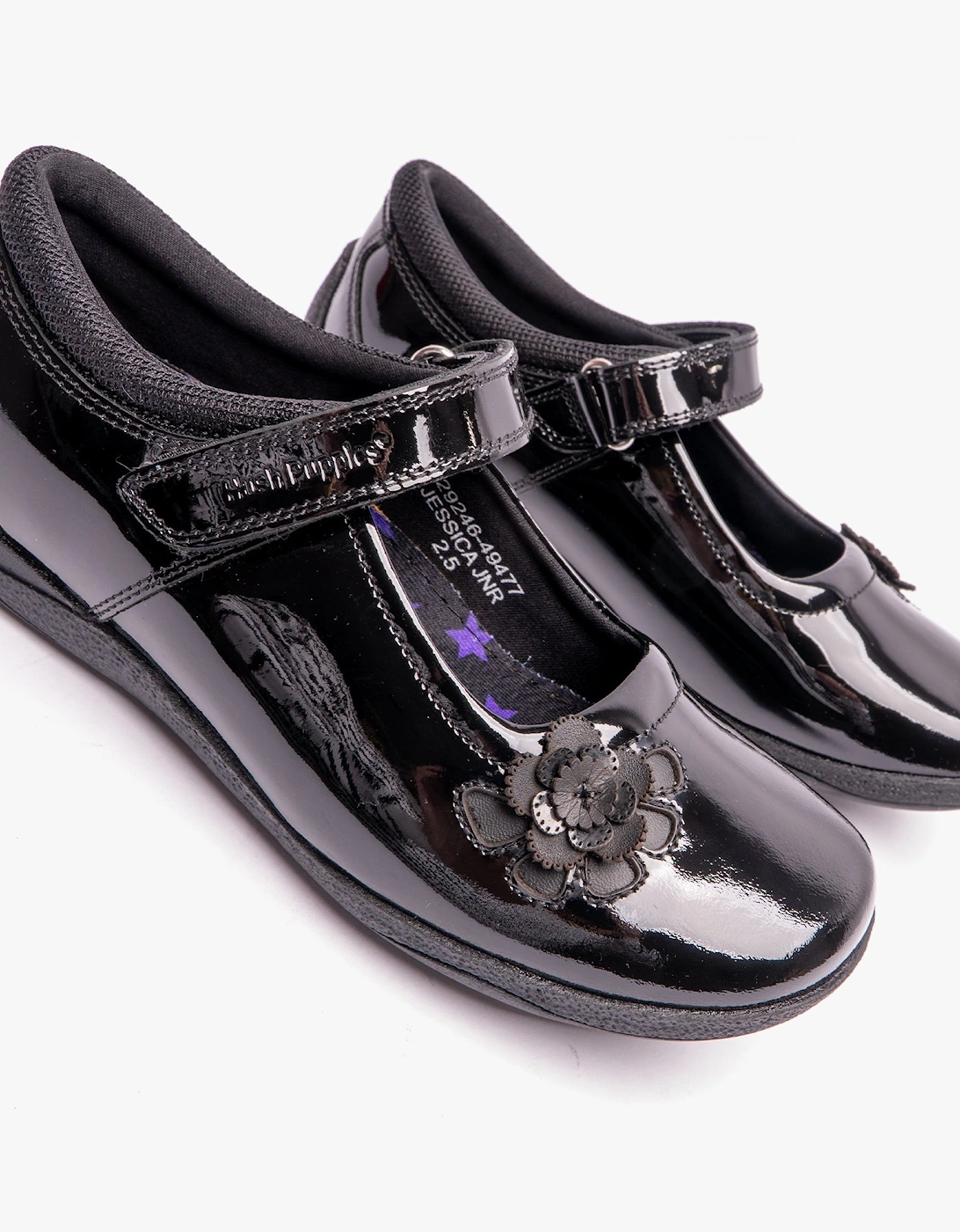 JESSICA Girls School Shoes Patent Black