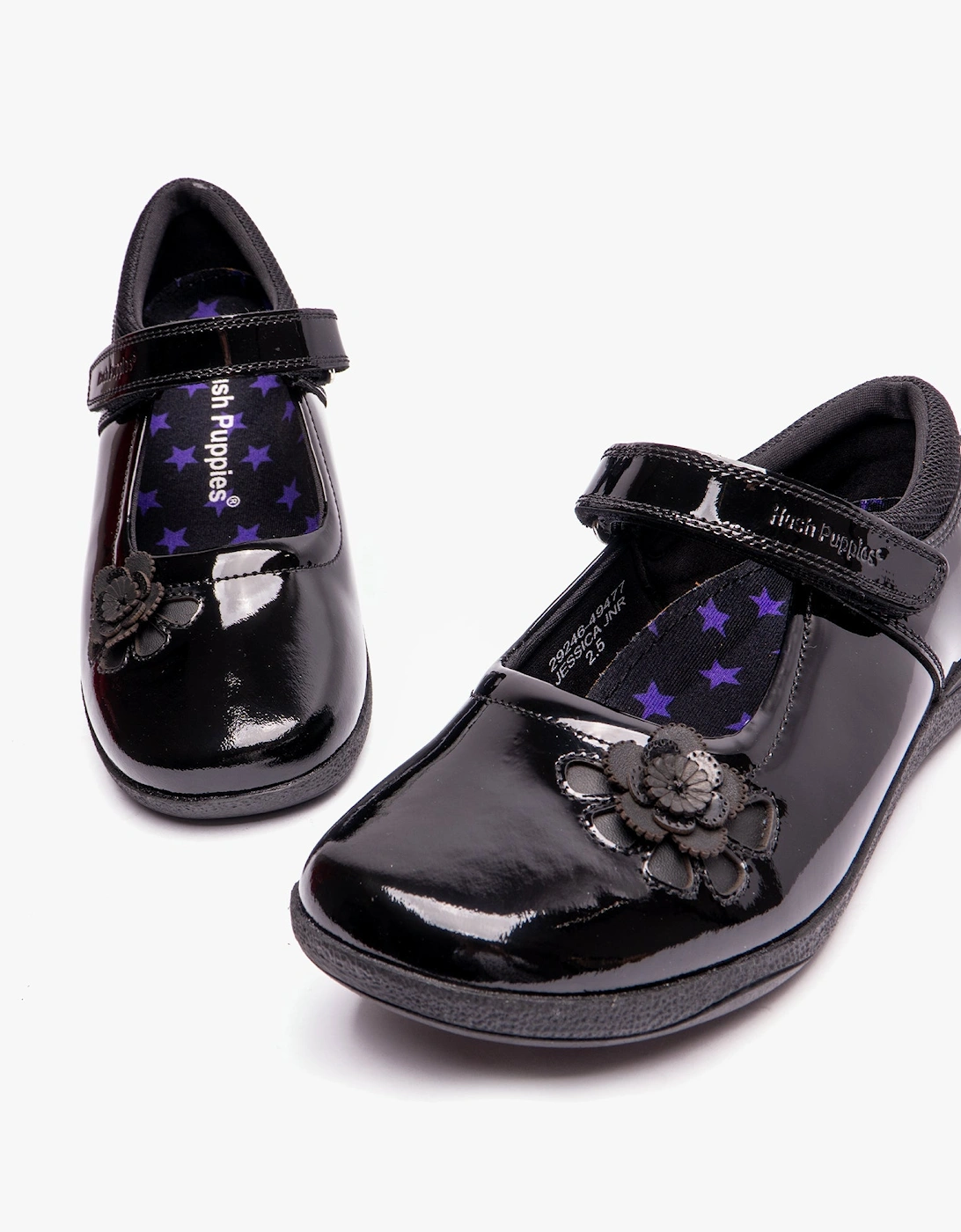 JESSICA Girls School Shoes Patent Black