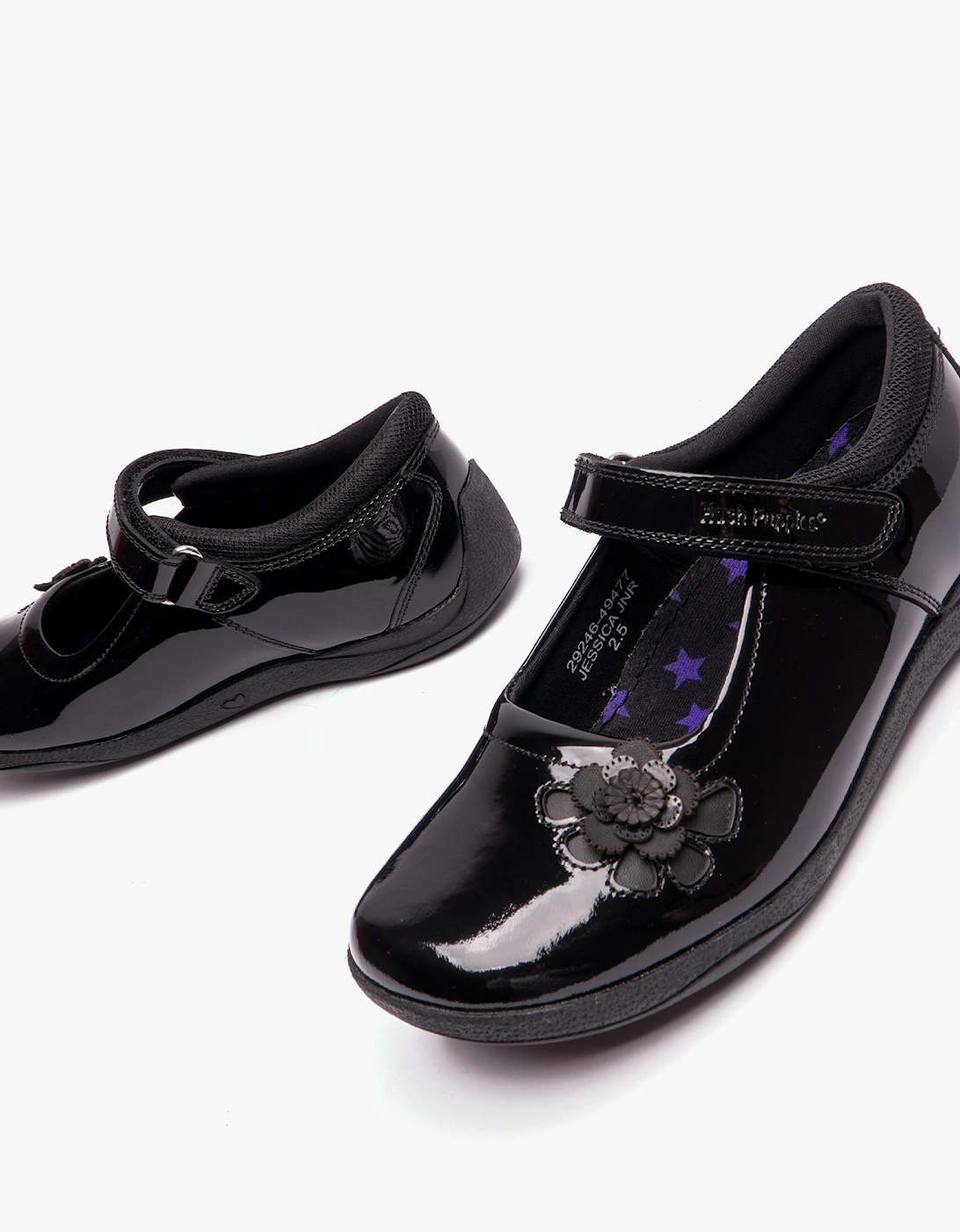 JESSICA Girls School Shoes Patent Black