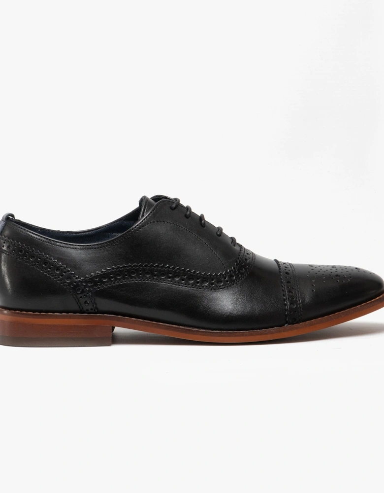 London CAST Mens Leather Brogue Shoes Black