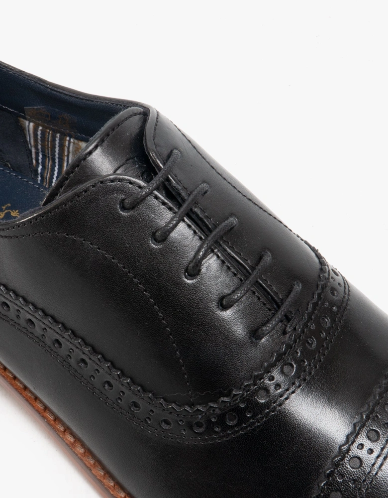 London CAST Mens Leather Brogue Shoes Black